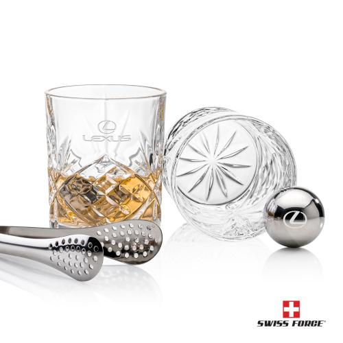 Corporate Recognition Gifts - Etched Barware - Swiss Force&reg; S/S Balls & 2 Brinkley OTR