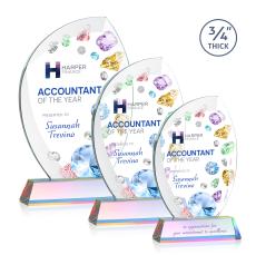 Wichita Full Color Prismatic on Newhaven Base Flame Crystal Award - Crystal Flame Awards