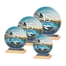 Victoria Full Color Bamboo/Black Circle Crystal Award - Full Color Awards