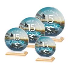 Victoria Full Color Bamboo/White Circle Crystal Award - Crystal Awards