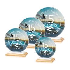 Victoria Full Color Bamboo/White Circle Crystal Award - Full Color Awards