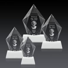 Devron 3D White on Base Crystal Award - 3D Laser Engraved
