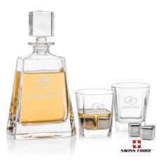 Arcadia Decanter Set & Ice Cubes - Etched Barware