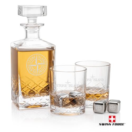 Corporate Recognition Gifts - Etched Barware - Brentwood Decanter Set & Ice Cubes