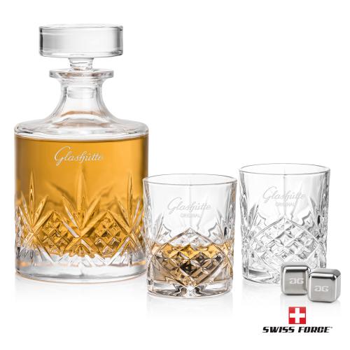 Corporate Recognition Gifts - Etched Barware - Brinkley Decanter Set & Ice Cubes