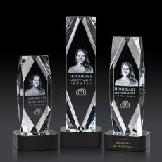 Delta 3D Black on Base Obelisk Crystal Award - Crystal Awards