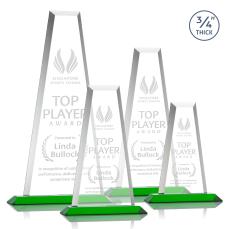 Imperial Tower Green Obelisk Crystal Award - Sales Awards