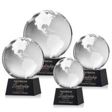 Globe Black on Robson Base Spheres Crystal Award - Crystal Globe Awards 