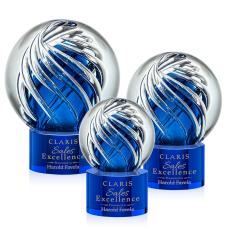 Genista Blue on Marvel Base Spheres Glass Award - Art Glass Awards