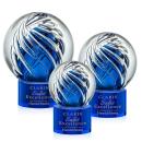 Genista Blue on Marvel Base Spheres Glass Award
