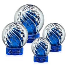 Genista Blue on Stanrich Base Spheres Glass Award - Art Glass Awards