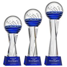 Tranquility Blue on Grafton Base Spheres Glass Award - Corporate Awards