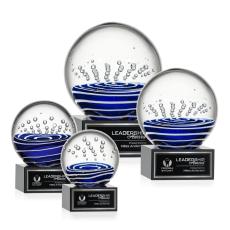 Tranquility Black on Hancock Base Spheres Glass Award - Art Glass Awards