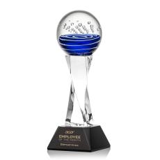 Employee Gifts - Tranquility Black on Langport Base Spheres Glass Award