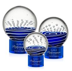 Tranquility Blue on Marvel Base Spheres Glass Award - Corporate Awards