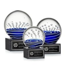 Employee Gifts - Tranquility Spheres on Square Marble Base Glass Award