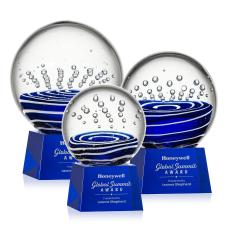 Tranquility Blue on Robson Base Spheres Glass Award - Corporate Awards