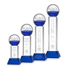 Tranquility Blue on Stowe Base Spheres Glass Award - Corporate Awards