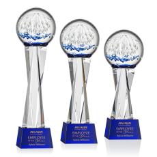 Starburst Blue on Grafton Base Spheres Glass Award - Art Glass Awards