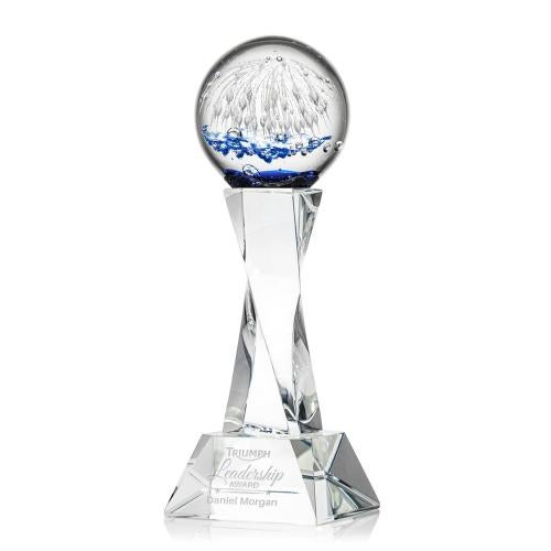 Corporate Awards - Glass Awards - Art Glass Awards - Starburst Clear on Langport Base Spheres Glass Award