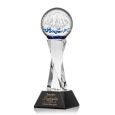 Starburst Black on Langport Base Spheres Glass Award - Art Glass Awards