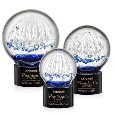 Starburst Black on Marvel Base Spheres Glass Award - Art Glass Awards