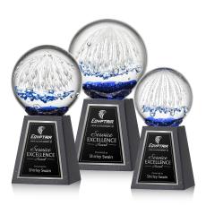 Starburst Spheres on Tall Marble Base Glass Award - Art Glass Awards