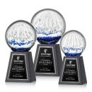 Starburst Spheres on Tall Marble Base Glass Award