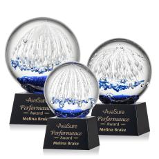 Starburst Black on Robson Base Spheres Glass Award - Art Glass Awards