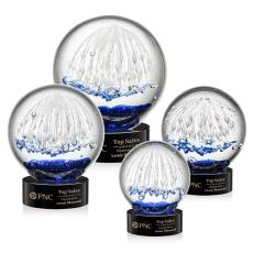 Starburst Black on Stanrich Base Spheres Glass Award - Modern Awards