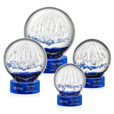Starburst Blue on Stanrich Base Spheres Glass Award - Modern Awards