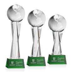 Globe Green on Grafton Base Spheres Crystal Award - Corporate Awards