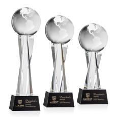 Globe Black on Grafton Base Spheres Crystal Award - Corporate Awards