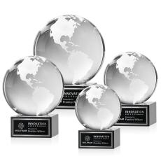 Globe Black on Hancock Base Spheres Crystal Award - Corporate Awards