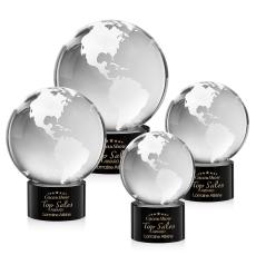 Globe Black on Marvel Base Spheres Crystal Award - Corporate Awards