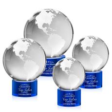 Globe Blue on Marvel Base Spheres Crystal Award - Corporate Awards