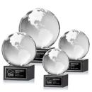 Globe Spheres on Square Marble Base Crystal Award