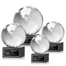 Globe Spheres on Square Marble Base Crystal Award