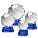 Globe Blue on Robson Base Spheres Crystal Award