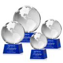 Globe Blue on Robson Base Spheres Crystal Award
