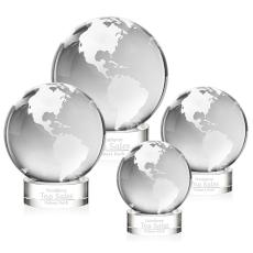 Employee Gifts - Globe Clear on Stanrich Base Spheres Crystal Award