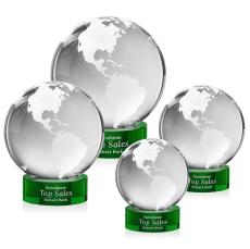 Globe Green on Stanrich Base Spheres Crystal Award - Corporate Awards