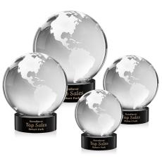 Globe Black on Stanrich Base Spheres Crystal Award - Corporate Awards