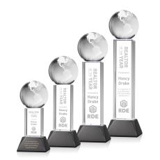 Globe Black on Stowe Base Spheres Crystal Award - Crystal Globe Awards 