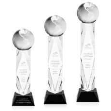 Globe Black on Toscana Base Spheres Crystal Award - Crystal Globe Awards 