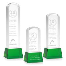 Silkwood Green on Base Obelisk Crystal Award - Corporate Awards
