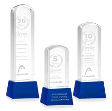 Silkwood Blue on Base Obelisk Crystal Award - Corporate Awards