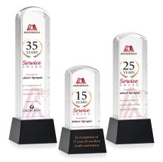 Silkwood Full Color Black on Base Obelisk Crystal Award - Corporate Awards