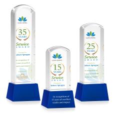 Silkwood Full Color Blue on Base Obelisk Crystal Award - Corporate Awards