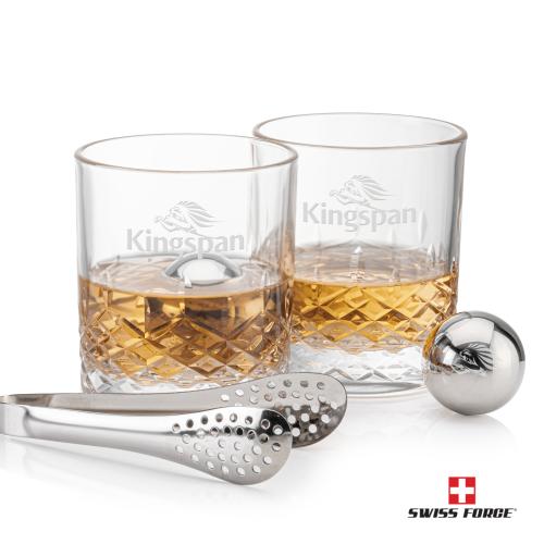 Corporate Recognition Gifts - Etched Barware - Swiss Force&reg; S/S Balls & 2 Templeton OTR